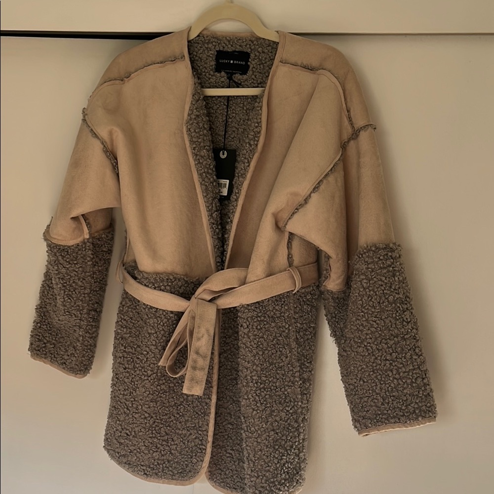 Lucky Brand Tan and Gray Teddy Jacket - Picture 2 of 9
